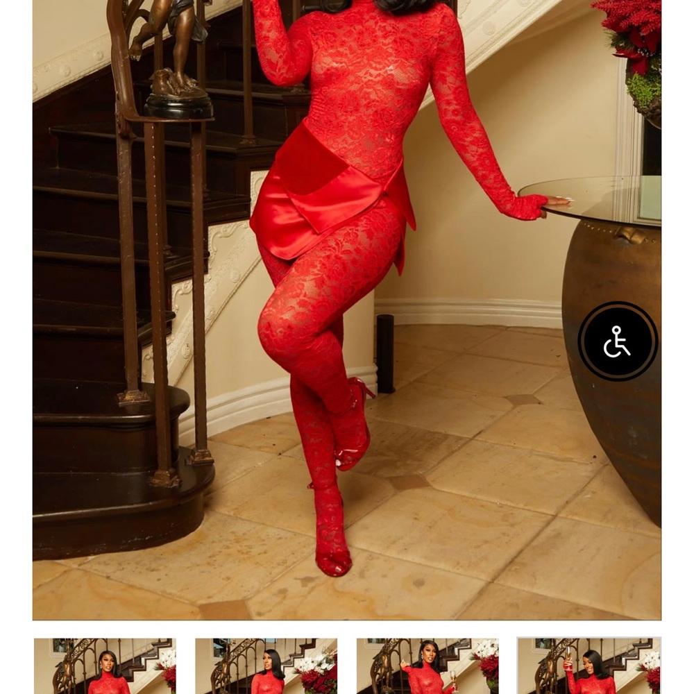 Ellae Lisque 2 piece red skirt and lace jumpsuit